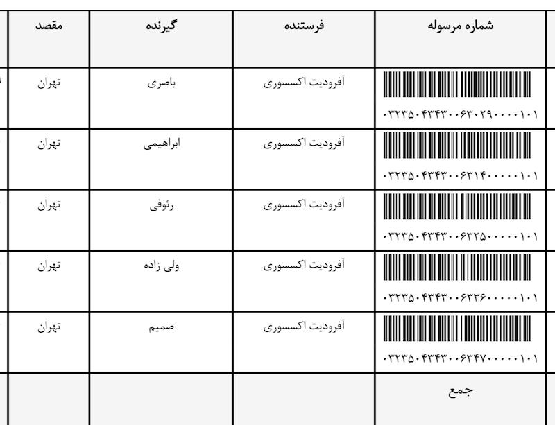 کد مرسوله ۶ و ۷ اسفند