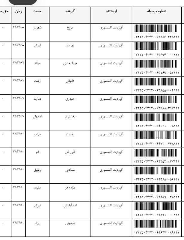 کد مرسوله ۶ و ۷ اسفند