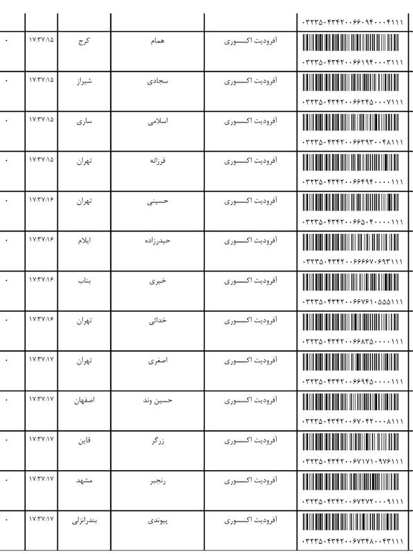 کد مرسوله ۶ و ۷ اسفند