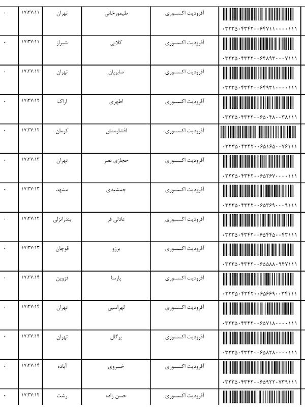 کد مرسوله ۶ و ۷ اسفند