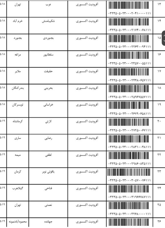 کد مرسوله ۲۳ و ۲۶ فروردین