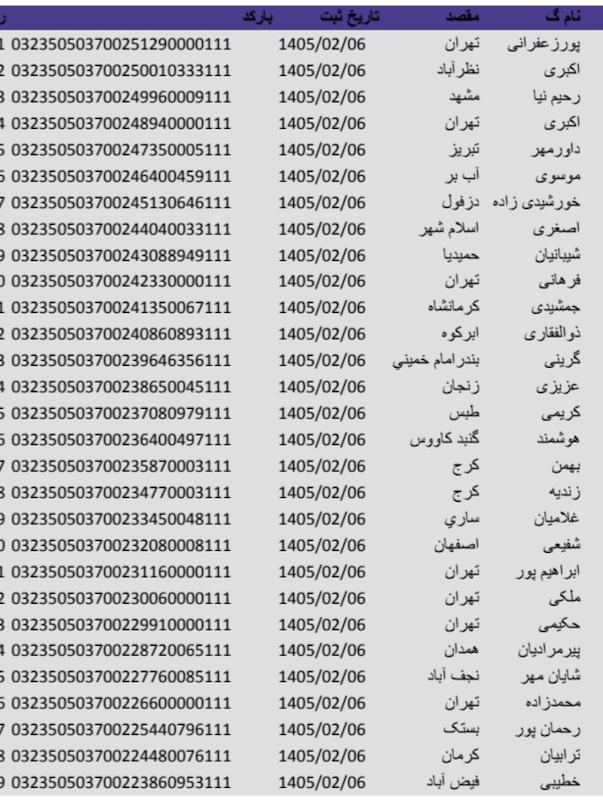 کد مرسوله ۶ اردیبهشت