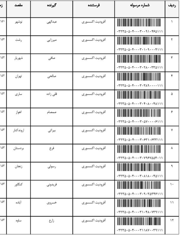 کد مرسوله ۹ اردیبهشت