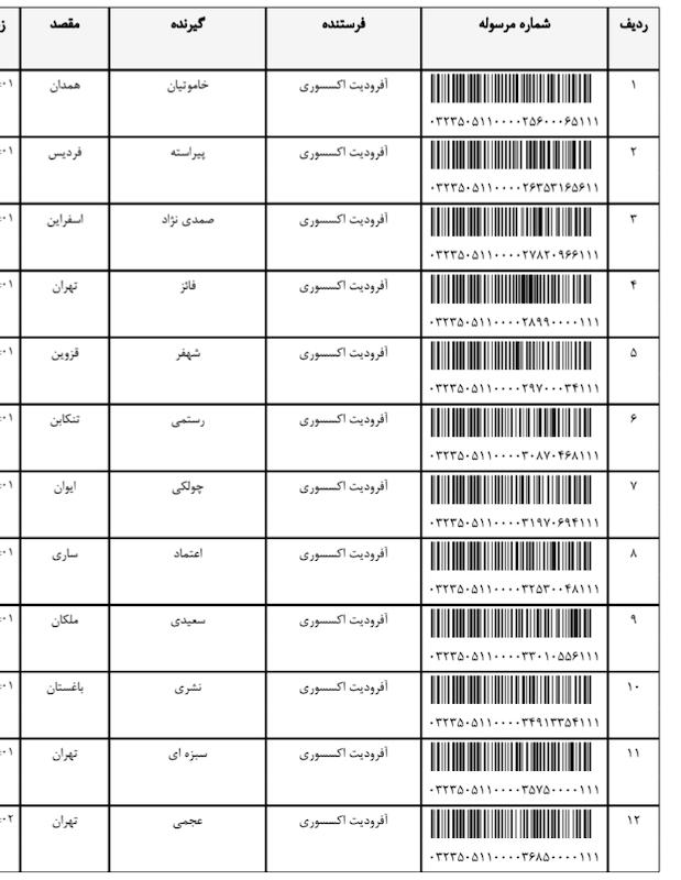 کد مرسوله ۱۷ تیر