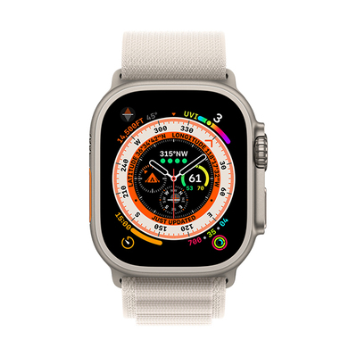 اپل واچ اولترا تیتانیومی با بند استارلایت لوپ آلپاین | Apple Watch Ultra Titanium - Starlight Alpine Loop