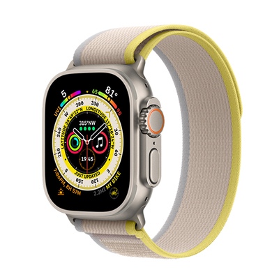 اپل واچ اولترا تیتانیومی با بند لوپ ترایل زرد و بژ | Apple Watch Ultra Titanium - Yellow Beige Trail Loop