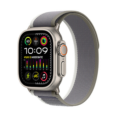 اپل واچ اولترا 2 تیتانیومی با بند لوپ ترایل سبز خاکستری | Apple Watch Ultra 2 Titanium - Green Gray Trail Loop