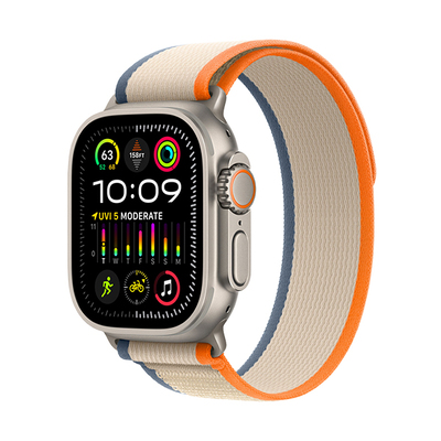اپل واچ اولترا 2 تیتانیومی با بند لوپ ترایل نارنجی بژ | Apple Watch Ultra 2 Titanium - Orange Beige Trail Loop