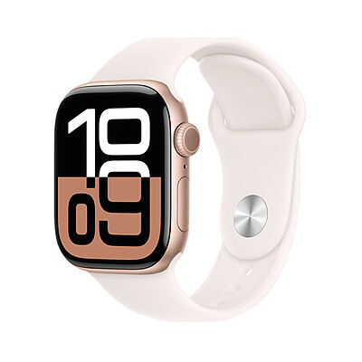 اپل واچ سری 10 آلومینیوم رزگلد با بند سیلیکون لایت بلاش | Apple Watch Series 10 Aluminum Rose Gold