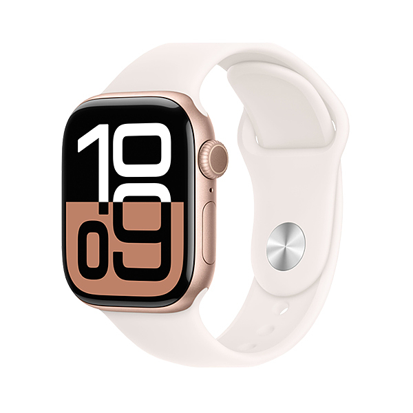 اپل واچ سری 10 آلومینیوم رزگلد با بند سیلیکون لایت بلاش | Apple Watch Series 10 Aluminum Rose Gold