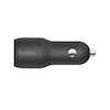 شارژر ماشین فست شارژ 2xUsb-A 24W بلکین | Belkin - مدل ccb001btbk
