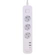 چند راهی 3 خانه ارت دار هادرون P343 با کابل 1.8 متری + شارژر USB و Type-C