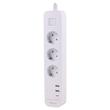 چند راهی 3 خانه ارت دار هادرون P343 با کابل 1.8 متری + شارژر USB و Type-C