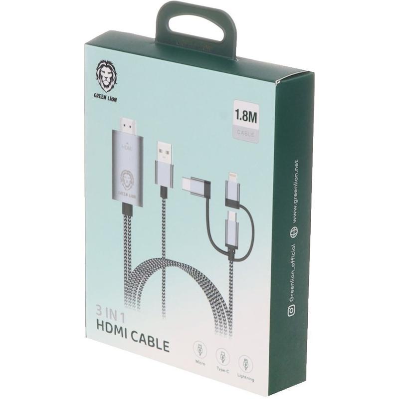کابل اچ دی ام آی 3 در1 گرین Green 3in1 HDMI cable