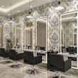 کاغذ دیواری حراجی کد 98101 طرح داماسک مشبک سرمه‌ای کرم  PVC قابل شستشو