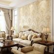 کاغذ دیواری حراجی کد 2002 طرح داماسک کلاسیک طلایی کرم  برجسته و قابل شستشو