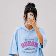 تیشرت باکسی کلاهدار GUESS فری‌سایز