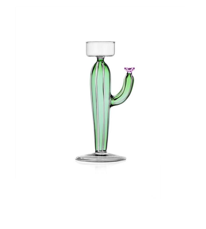 جا شمعی شیشه ای ایچندورف Ichendorf مدل کاکتوس گلدار کد ۳۵۲۲۵۱