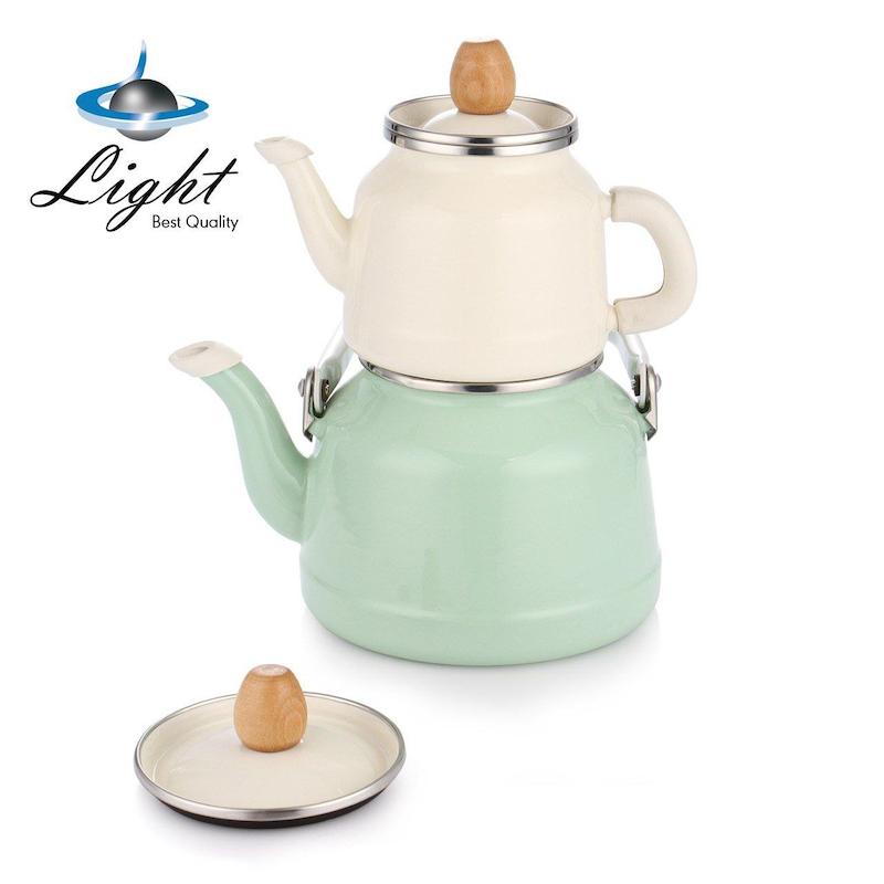 قوری کتری لعابی رنگی برند لایت Light