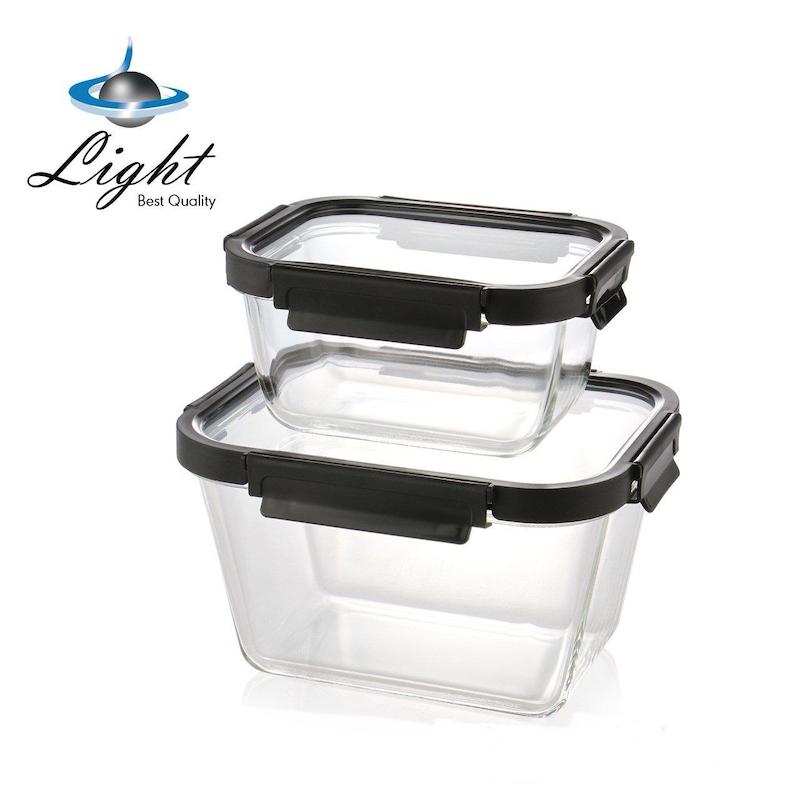 ظرف نگهدارنده ۲ تکه پیرکس مستطیل برند لایت Light کد ۹۵۰ 