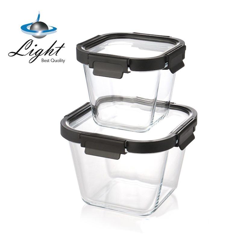 ظرف نگهدارنده ۲ تکه پیرکس مربع برند لایت Light کد ۹۱۰
