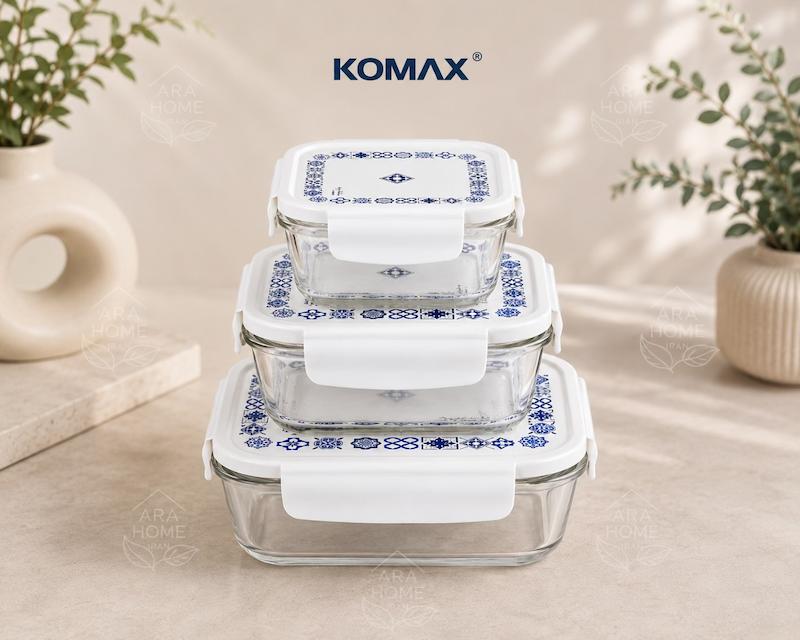 ظرف نگهدارنده غذا پیرکس مدل مربع برند کامکس komax