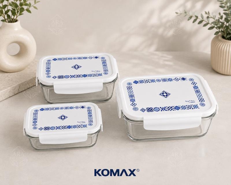 ظرف نگهدارنده غذا پیرکس مدل مستطیل برند کامکس komax
