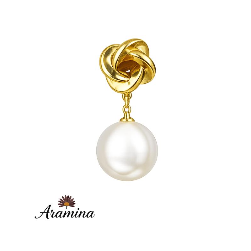 گوشواره مرواریدی گل دار آویز  ARA 117