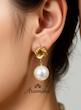 گوشواره مرواریدی گل دار آویز  ARA 117