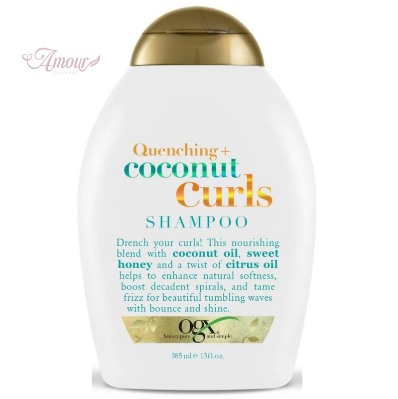 شامپو او جی ایکس OGX موهای فر مدل Qunching + Coconut Curls /حجم 385 میل