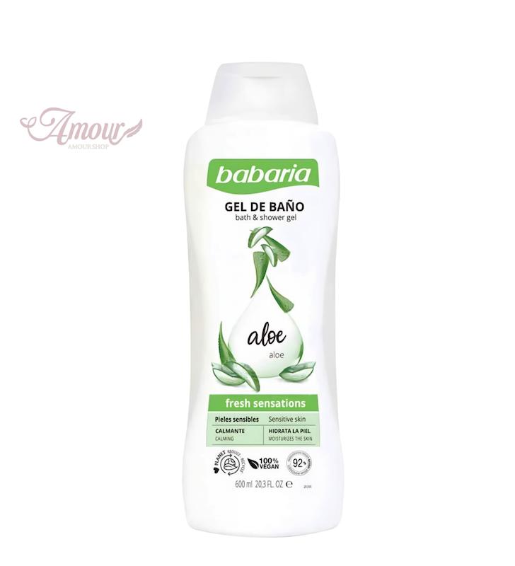 شامپو ژل حمام باباریا مدل Aloe حاوی عصاره آلوئه ورا مناسب پوست‌های حساس/حجم 600 میل