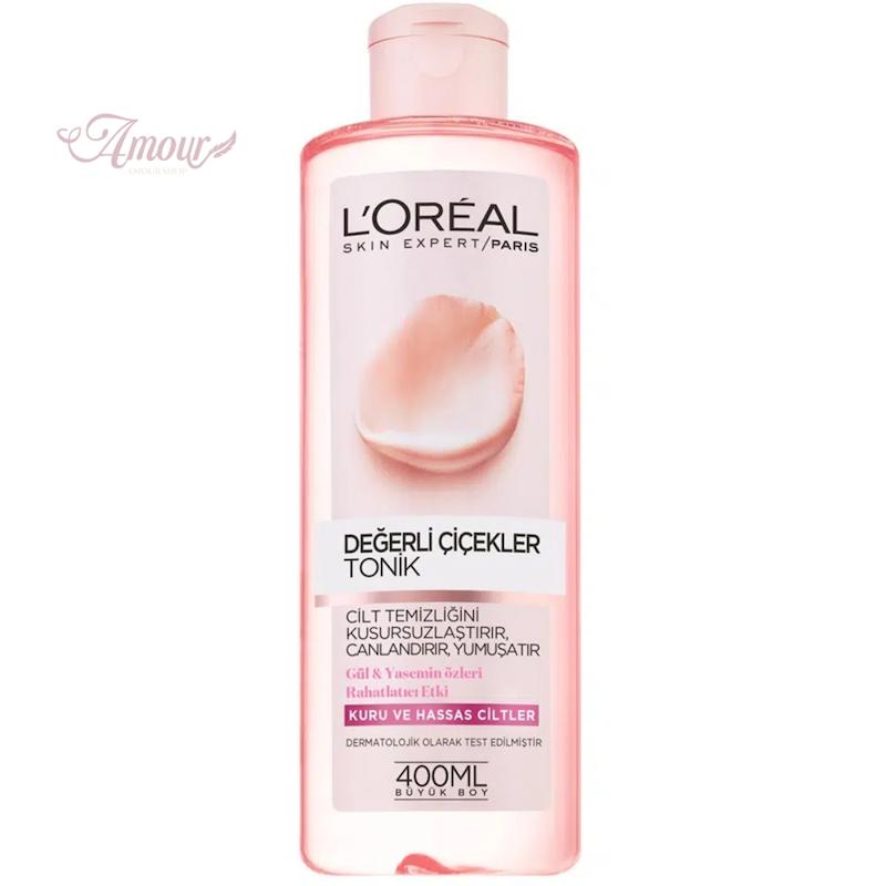 تونر پاک کننده گل رز لورآل L’Oréal مناسب پوست خشک و حساس /حجم 400 میل