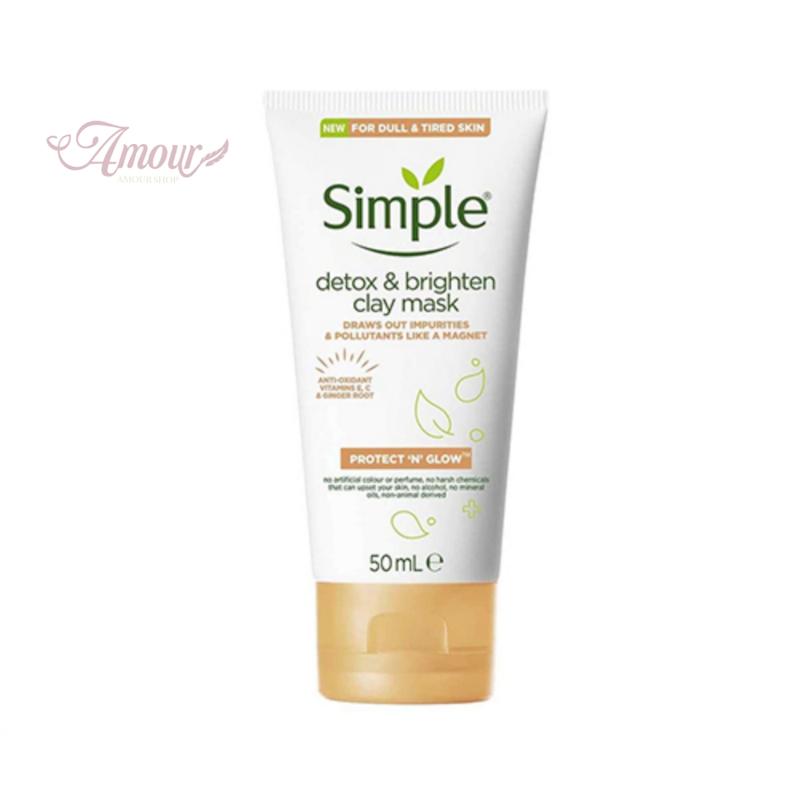 ماسک خاک رس سم زدا و روشن کننده سیمپل مدل detox & brighten clay mask/حجم50 میل