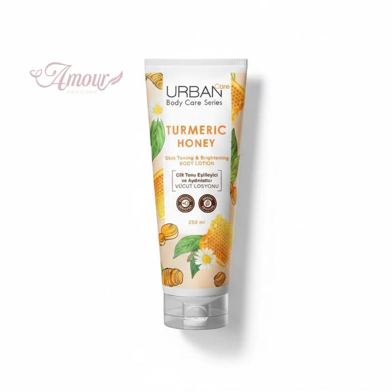 لوسیون بدن زردچوبه و عسل اوربان کر مدل Turmeric & Honey مرطوب‌کننده و روشن‌کننده پوست /حجم 250 میل