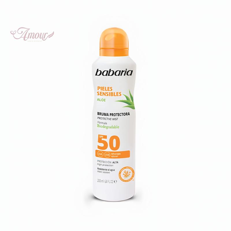 اسپری ضد آفتاب باباریا مخصوص پوست حساس مدل Bruma Protectora Sensibles با SPF50/حجم 200 میل