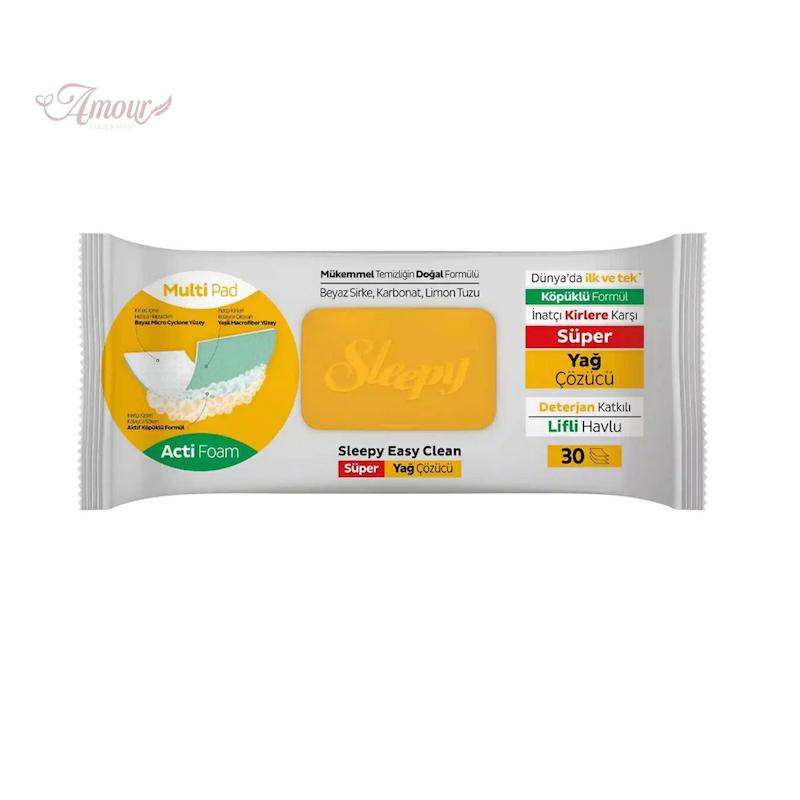 دستمال مرطوب چندمنظوره چربی زدا اسلیپی Sleepy Easy Clean/ بسته 30 عددی