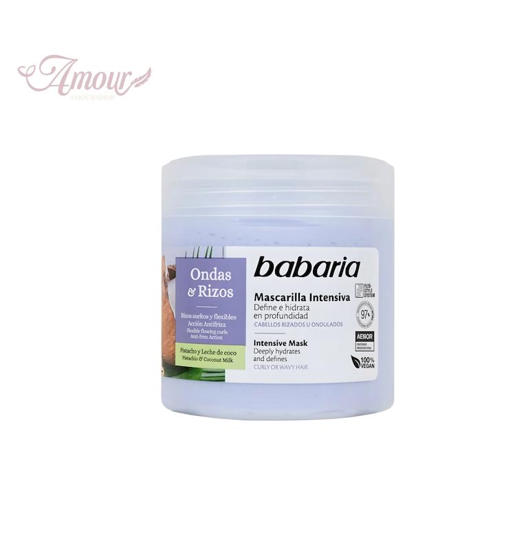 ماسک مو باباریا babaria برای مو فر حاوی روغن پسته و شیر نارگیل حجم 400 میل
