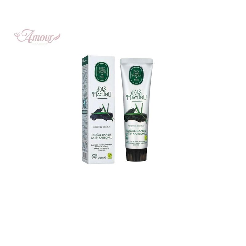 خمیر دندان زغالی ایوب صبری EYUP SABRI بدون فلوراید حاوی کربن فعال بامبو/ حجم 90 میل