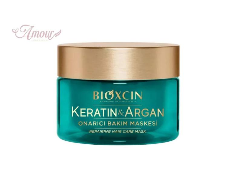 ماسک موی ترمیم کننده‌ بیوکسین Bioxcin مدل Keratin & Argan حاوی کراتین و آرگان مناسب موهای خشک و آسیب دیده/حجم 225 میل