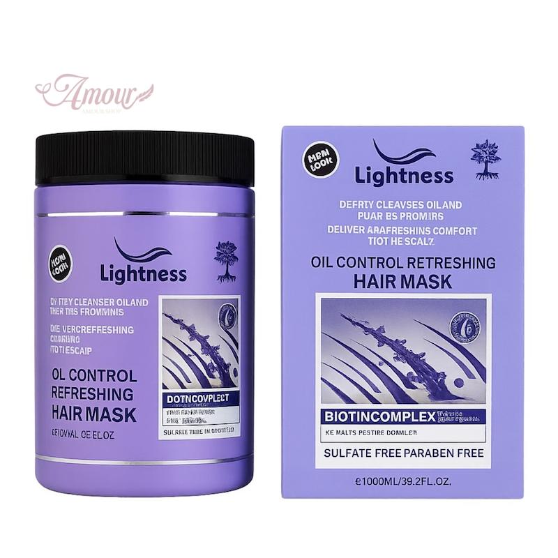 ماسک مو موهای چرب لایتنس Lightness مدل Oil control حاوی بیوتین /حجم 1000 میل