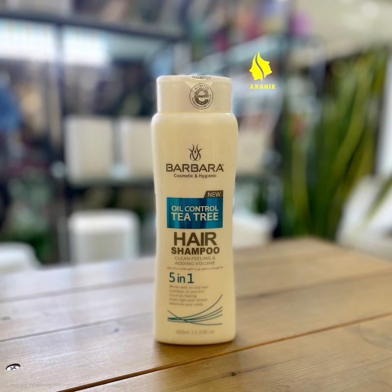 شامپو ضد ریزش مناسب موهای چرب باربارا مدل درخت چای حجم 400 میلی لیتر Barbara oil control tea tree hair shampoo 
