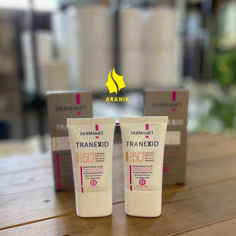 فلوئید ضد آفتاب روشن کننده ترنکسید SPF50 درمالیفت Dermalift (رنگی)