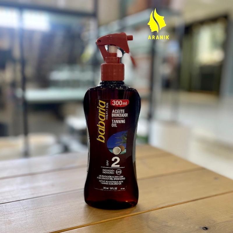باباریا روغن آفتاب و سولار برنزه کننده مرطوب کننده Babaria Coconut SPF2 Tanning Oil