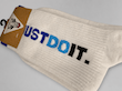 جوراب ساق‌دار فانتزی طرح Just Do It سفید آبی
