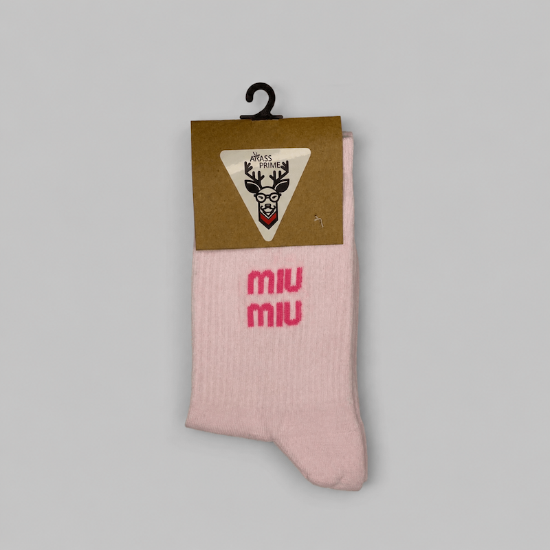 جوراب ساق‌دار طرح miu miu صورتی | نرم و راحت