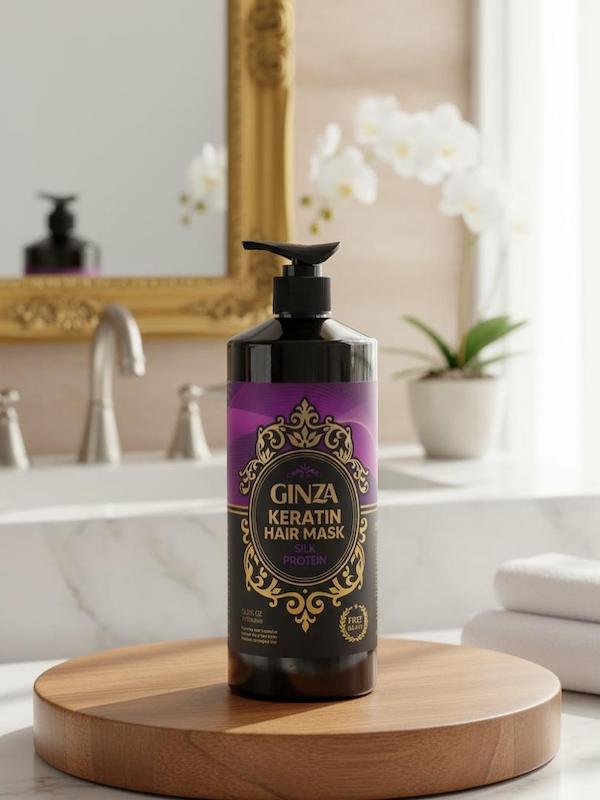 ماسک مو فاقد سولفات حاوی پروتئین هیدرولیز شده ابریشم و کراتین گینزا