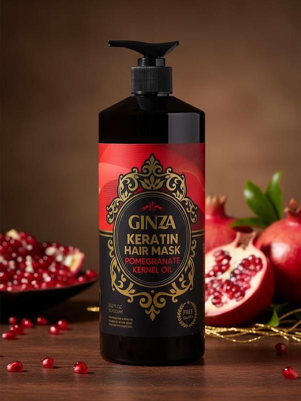 ماسک مو فاقد سولفات حاوی روغن هسته انار و کراتین گینزا