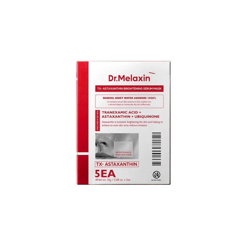 ماسک ورقه ای روشن کننده آستاگزانتین و ترانگزامیک اسید دکتر ملاکسین Tx Astaxanthin brightening serum mask 5EA (Dr Melaxin)