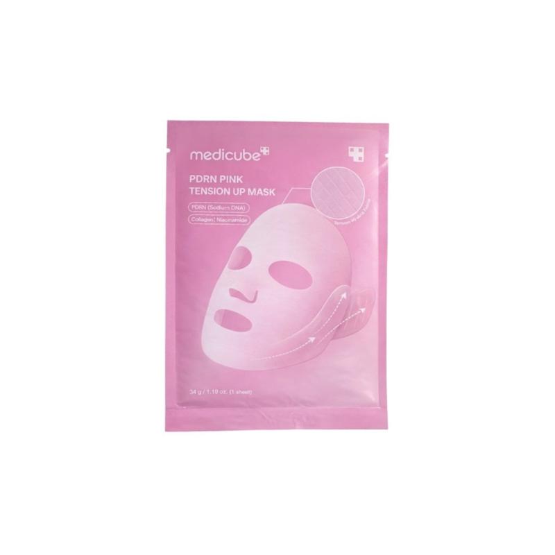 ماسک ورقه ای لیفت صورت و غبغب جوانساز ی دی ار ان مدی کیوب Pdrn Pink tension up mask 34g (Medicube)