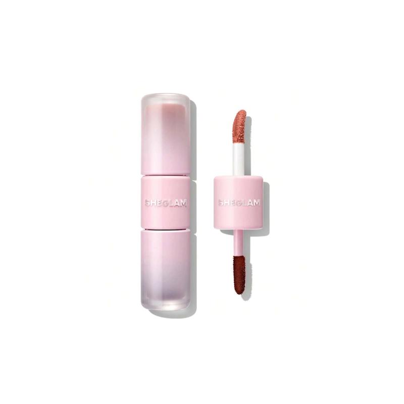 لیپ گلاس خط لب پیل آف دوطرفه شیگلم Line to shine peel off lip stain & gloss duo- peach mousse (Sheglam)